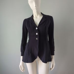 Nic + Zoe Black Jersey Silver Button Seamed Riding Jacket PS